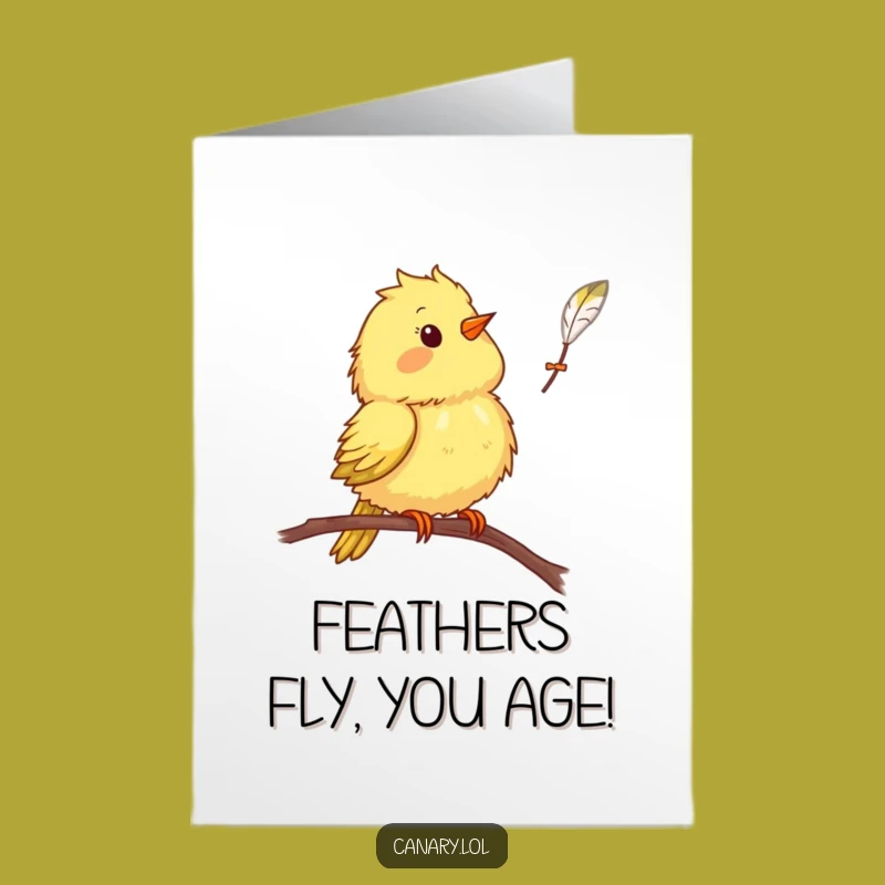 Free Printable Birthday Card: Surprised Canary, Funny Downloadable Gift for Feathered Fun!