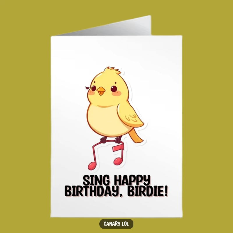 Free Printable Funny Canary Birthday Card - Musical Note Downloadable