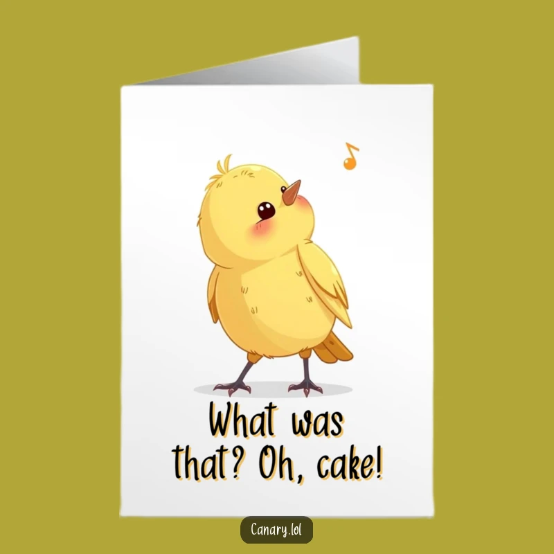 Funny Free Printable Birthday Card: Curious Canary Listening - Perfect Downloadable Gift!