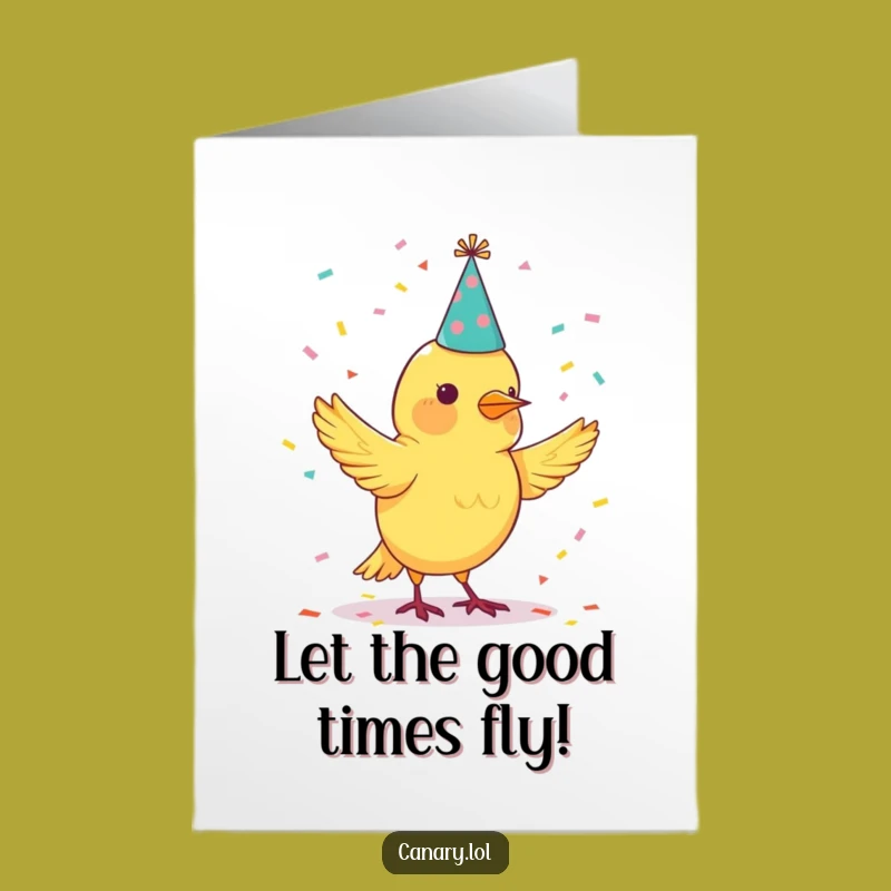Free Printable Birthday Card: Canary Juggling Confetti, Funny Downloadable Party Gift