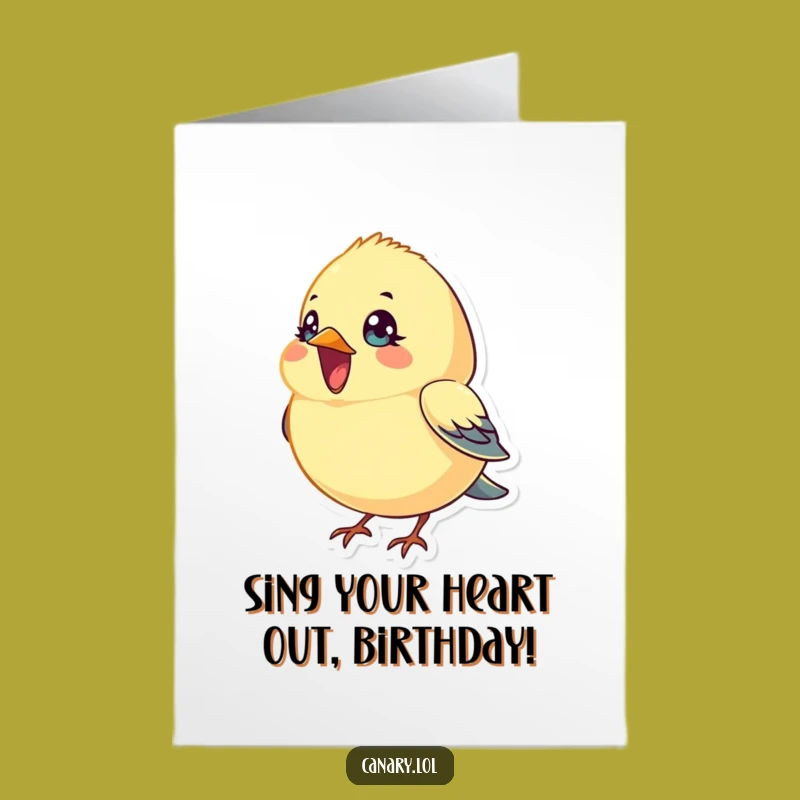 Melodious Free Printable Birthday Card: Tiny Canary Sings Happy Tunes
