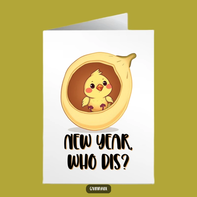Free Printable Birthday Card: Curious Canary in Seed Pod, Funny Downloadable Gift