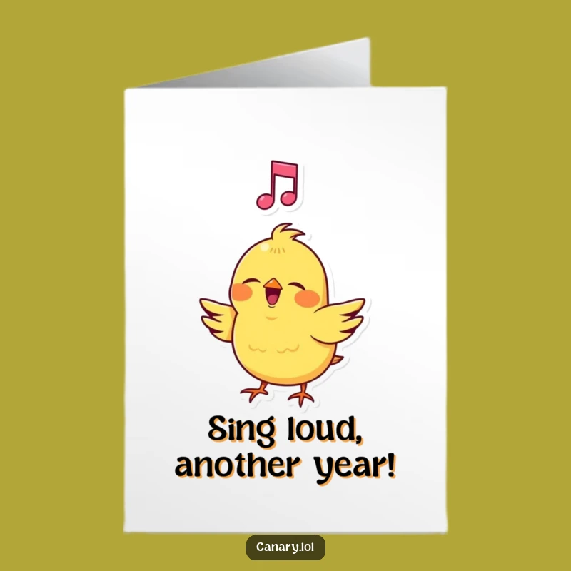 Free Printable Birthday Card: Singing Canary - Happy Musical Birthday Wishes!