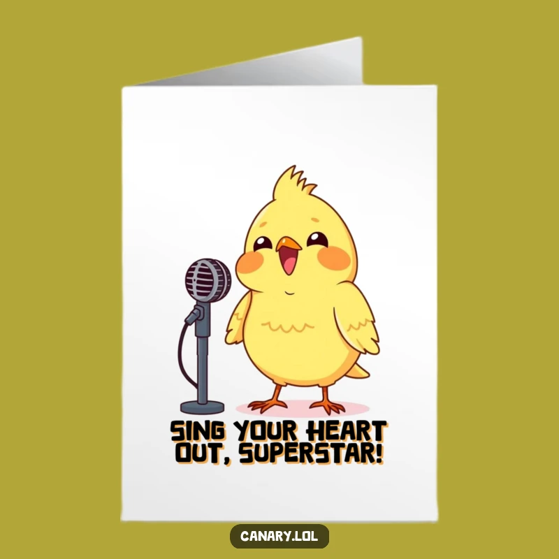 Free Printable Birthday Card: Beaming Canary Sings Happy Birthday - DIY Download