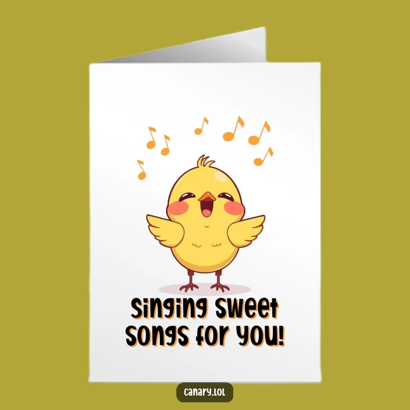 Free Printable Birthday Card: Kawaii Canary Singing Song - Funny Downloadable Gift