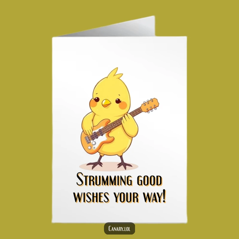 Free Printable Funny Birthday Card: Groovy Canary Rocker Guitarist Instant Download Gift