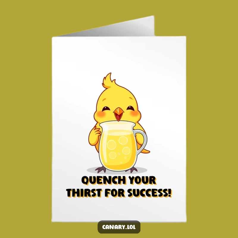 Free Printable Congrats Card: Canary Sipping Lemonade for Your Success