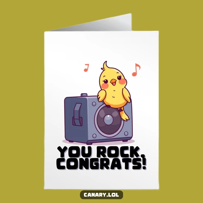 Free Printable Congrats Card: Jamming Canary Celebration - Humorous Downloadable
