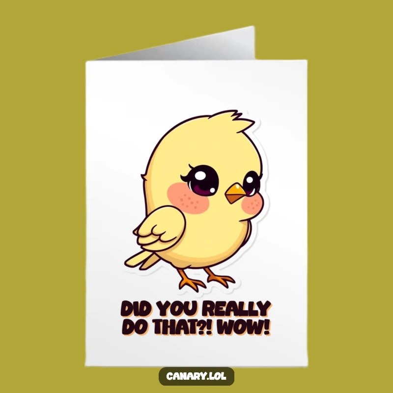 Free Printable Congrats Card: Kawaii Canary Wonders 'Congrats?'