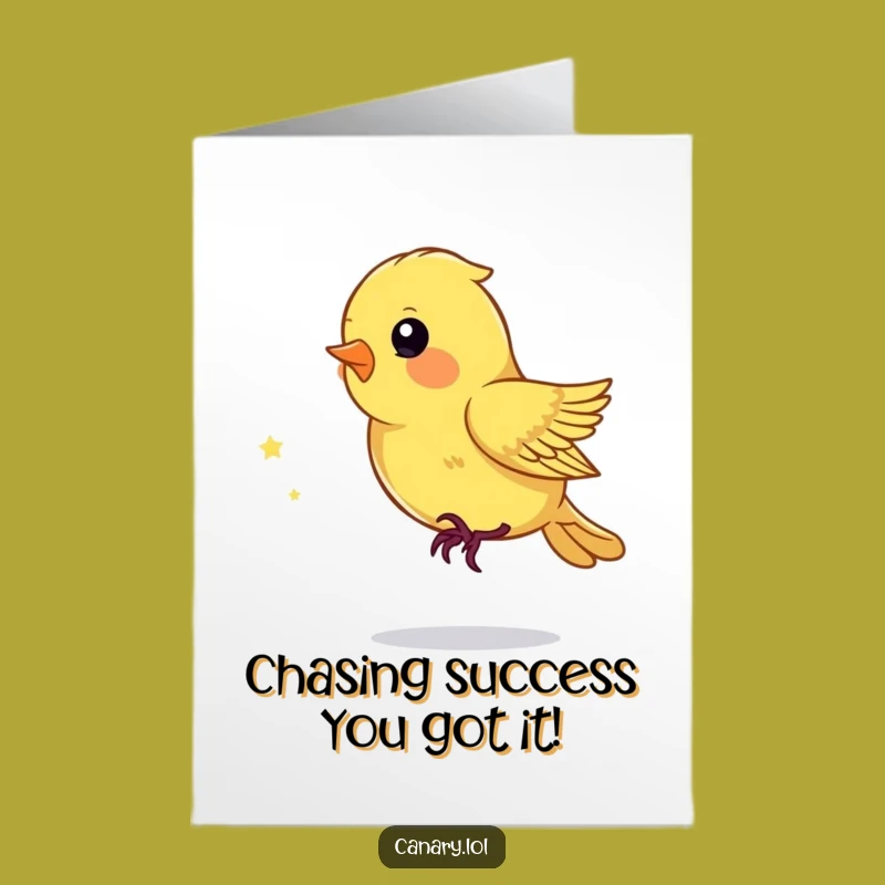 Free Printable Congrats Card: Playful Canary's Joyful Pursuit Gift Download