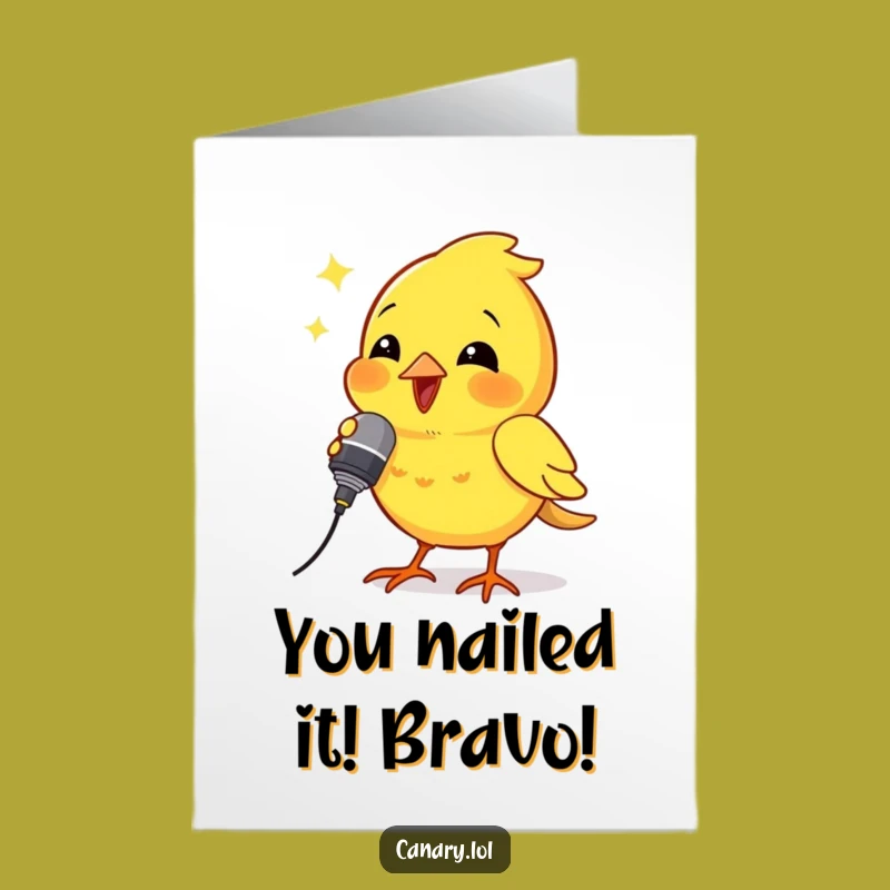 Free Printable Congrats Card: Singing Canary Mic - Funny Downloadable Gift