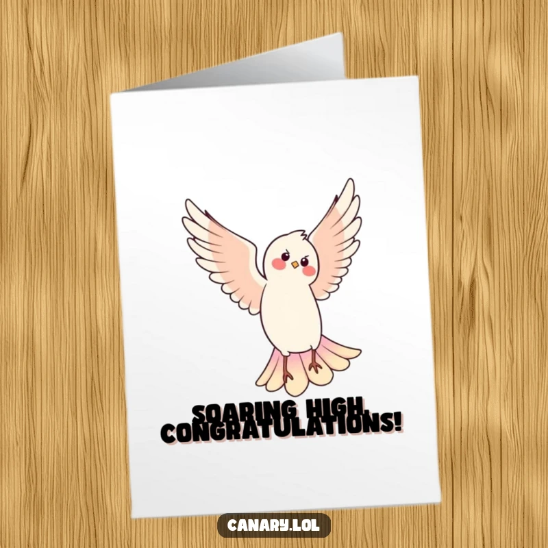 Funny Free Printable Congratulations Card: A bird does a dramatic pirouette in the air, celebrating your awesome success with style.