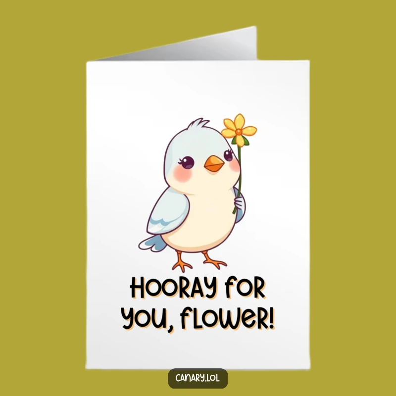 Free Printable Congratulations Card: Birdie with Flower for Any Achievement Instant Download