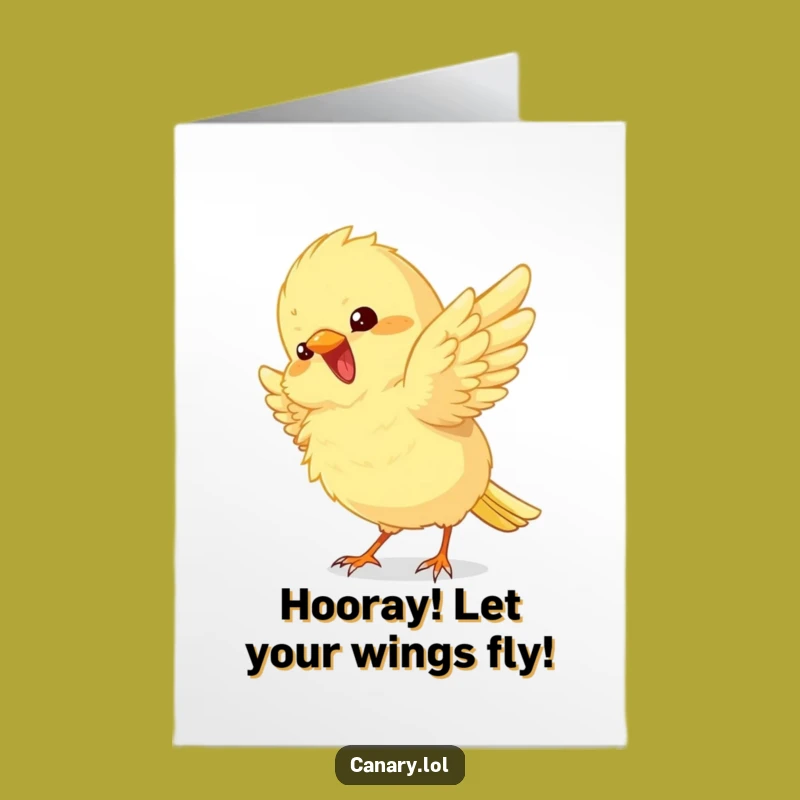 Free Printable Congrats Card: Fluffy Canary Excitement, Ideal Downloadable Humorous Gift