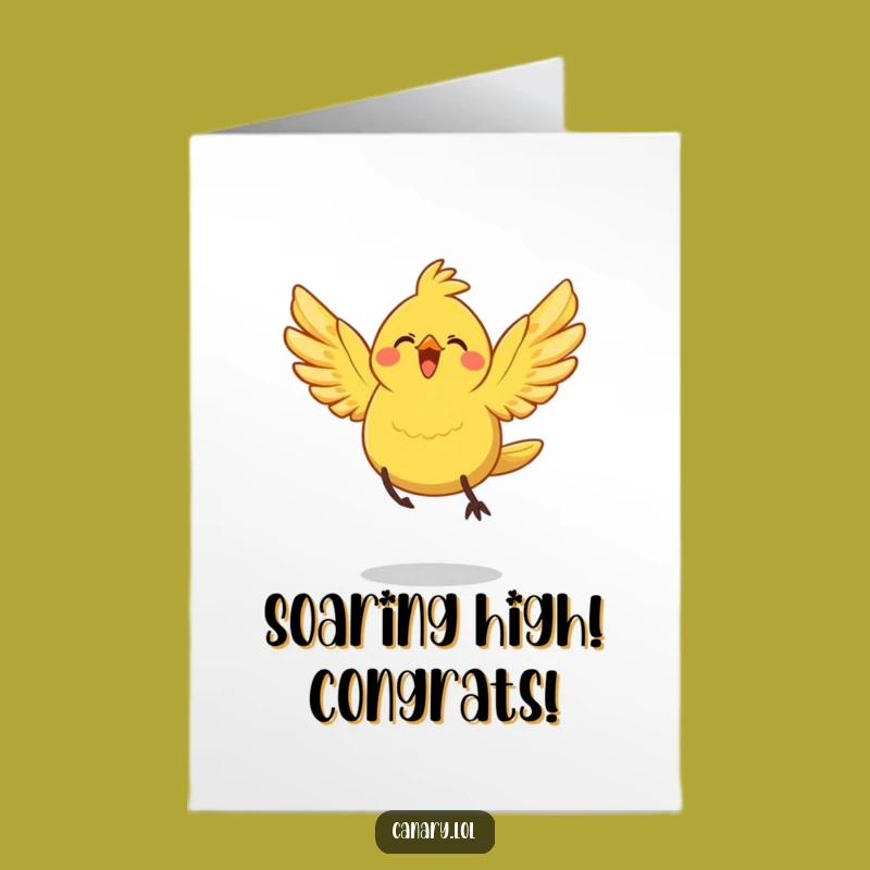 Soaring Free Printable Congrats Card: Canary's Joyful Leap to Success