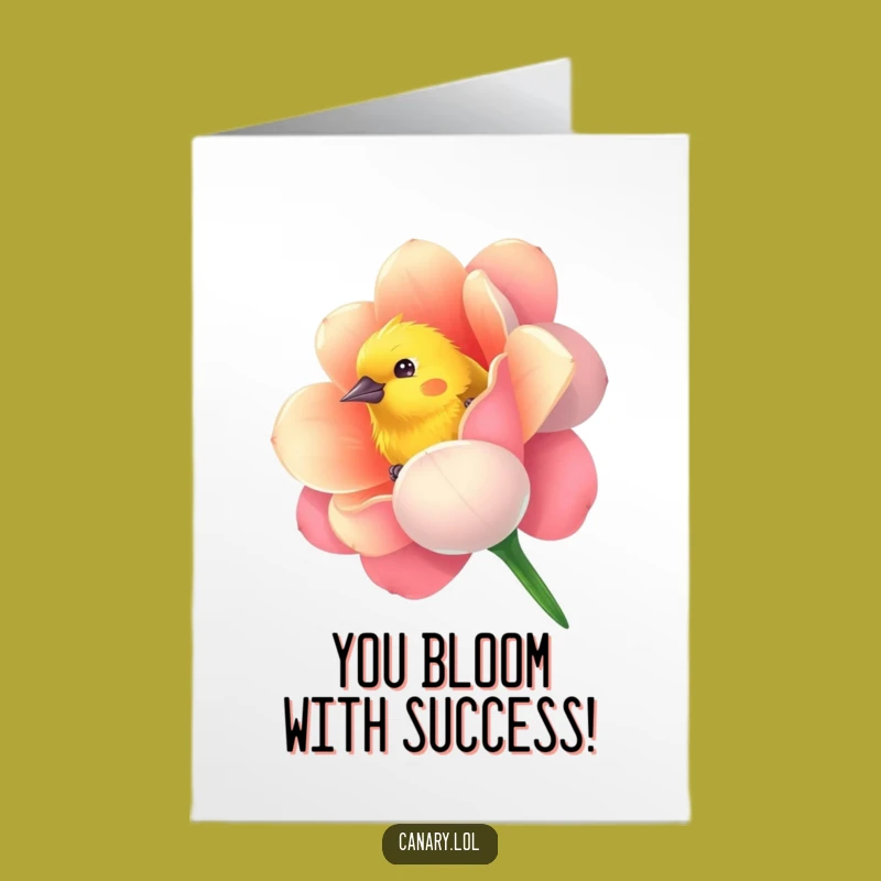 Free Printable Congrats Card: Flower Peek Canary - Whimsical Downloadable DIY