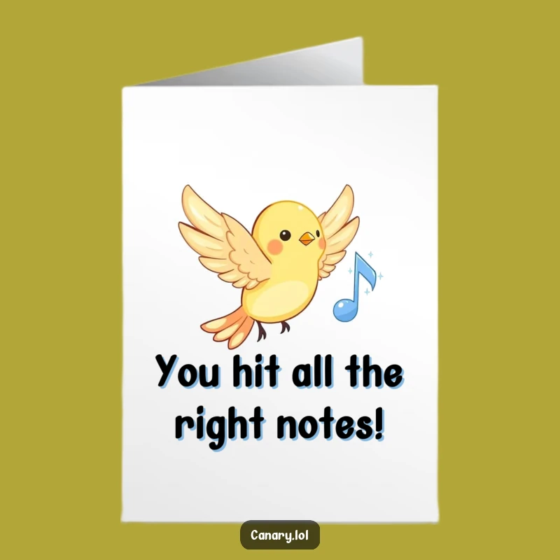 Free Printable Congrats Card: Canary's Musical Triumph - Downloadable Celebration