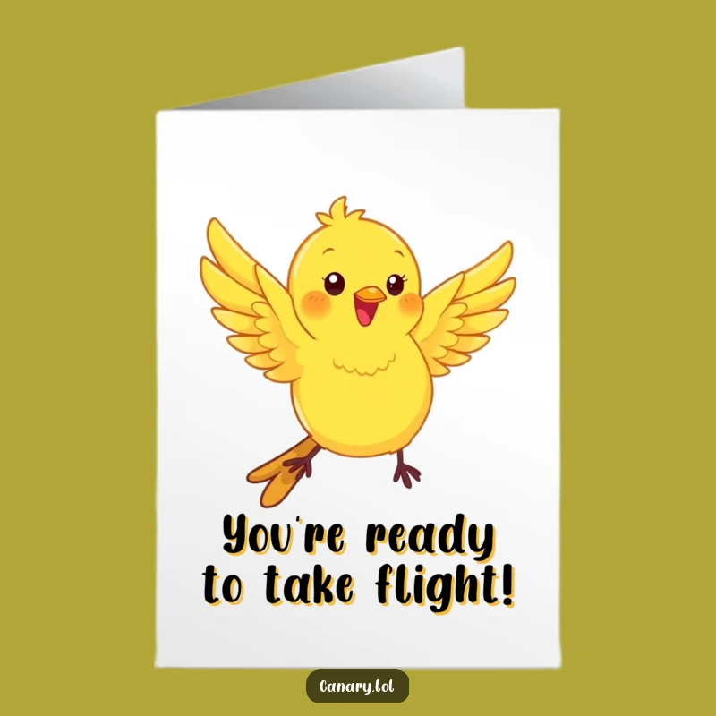 Free Printable Congrats Card: Kawaii Canary Flutters Big Wins!