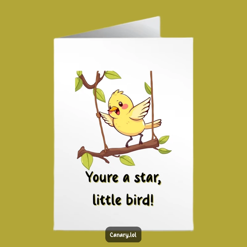 Free Printable Congrats Card: Kawaii Canary Hops High for Your Big Achievement