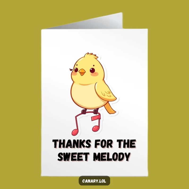 Free Printable Funny Canary Thank You Card - Musical Note Downloadable