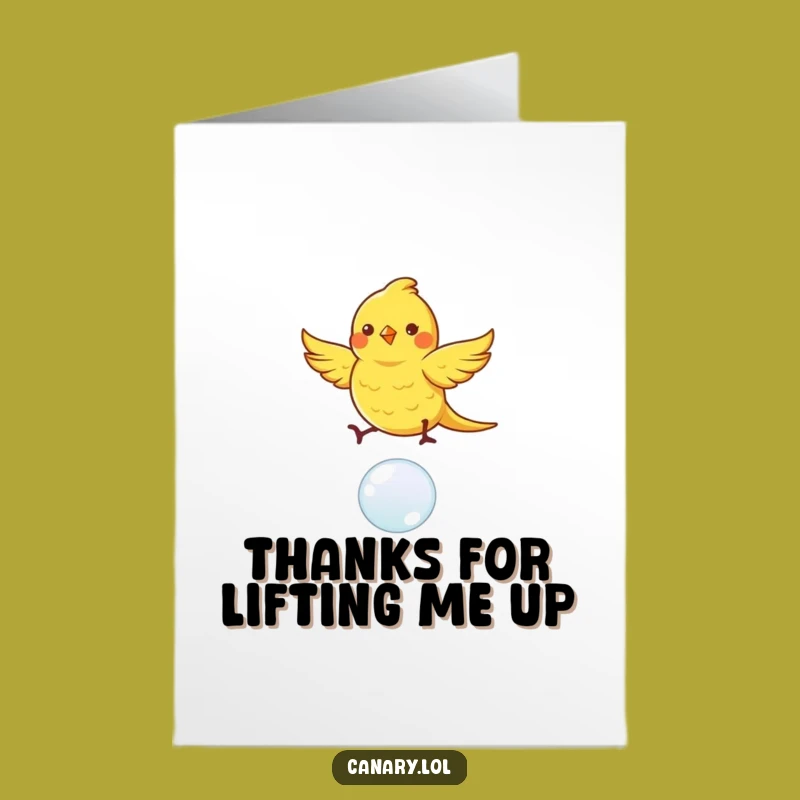 Free Printable Thank You Card: Dancing Canary on Bubble, Fun Downloadable Gift