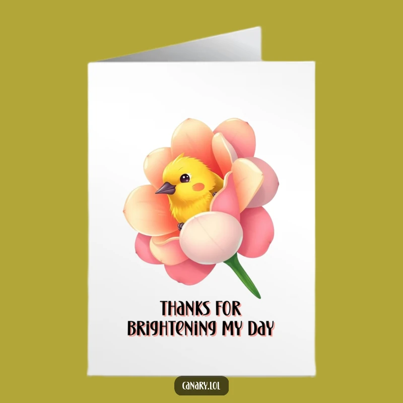 Free Printable Thank You Card: Flower Canary Peek - Cute Downloadable Gift