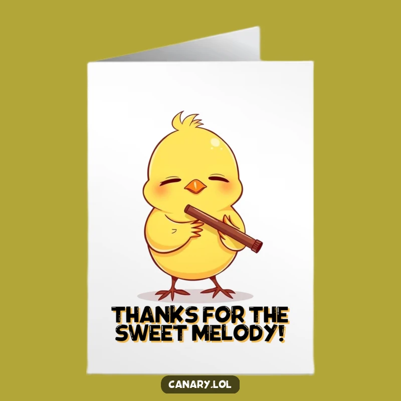 Free Printable Thank You Card: Flute-Playing Canary's Gratitude, Funny Downloadable Gift
