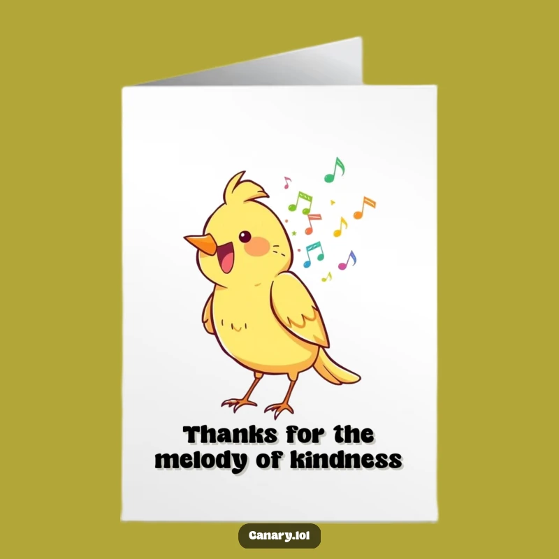 Free Printable Thank You Card: Funny Music Notes Canary Offering Thanks, Downloadable Gift