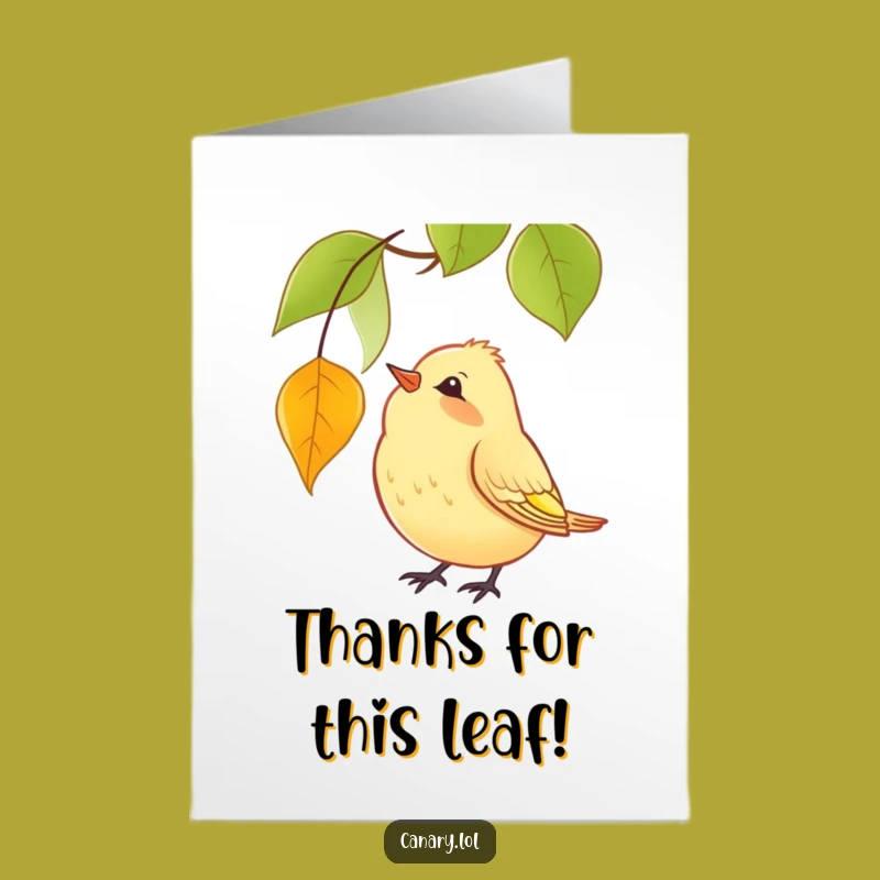 Free Printable Thank You Card: Pondering Canary & Leaf - Heartfelt Downloadable Gift