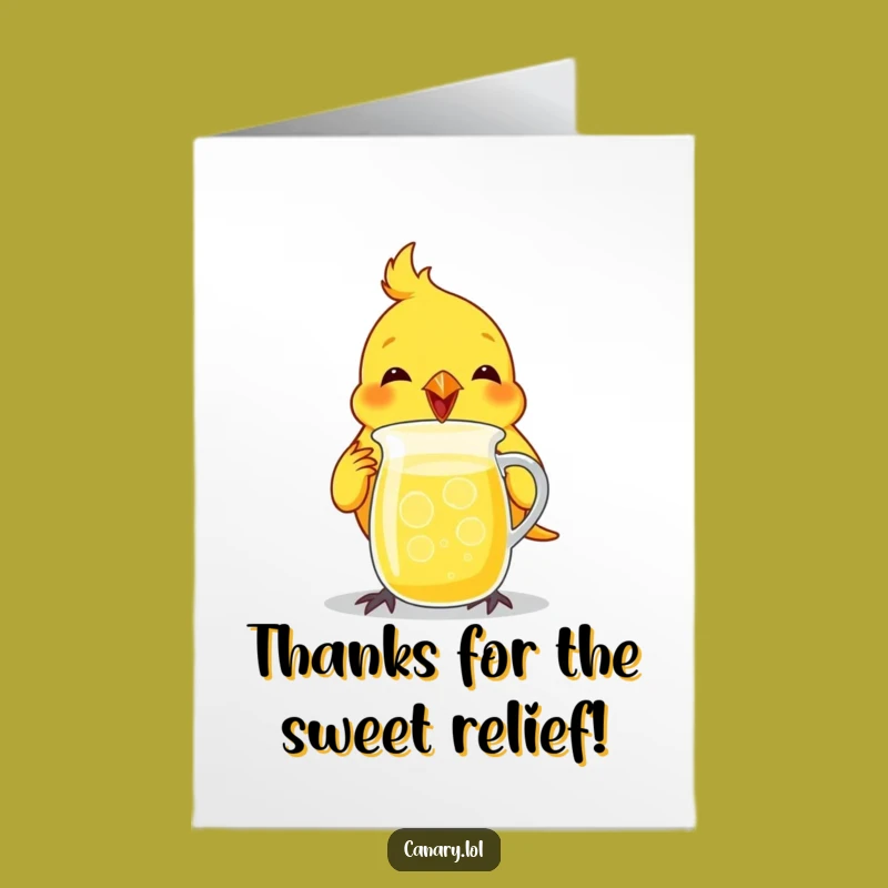 Free Printable Thank You Card: Refreshing Canary Enjoying Lemonade
