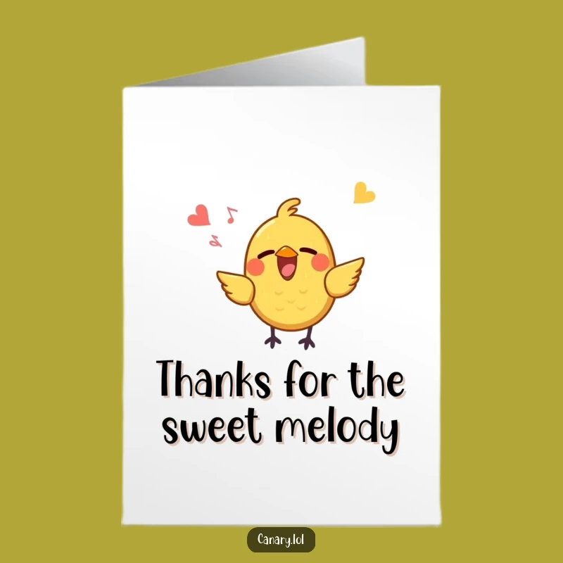 Free Printable Thank You Card: Singing Bird Expresses Gratitude - Instant Download
