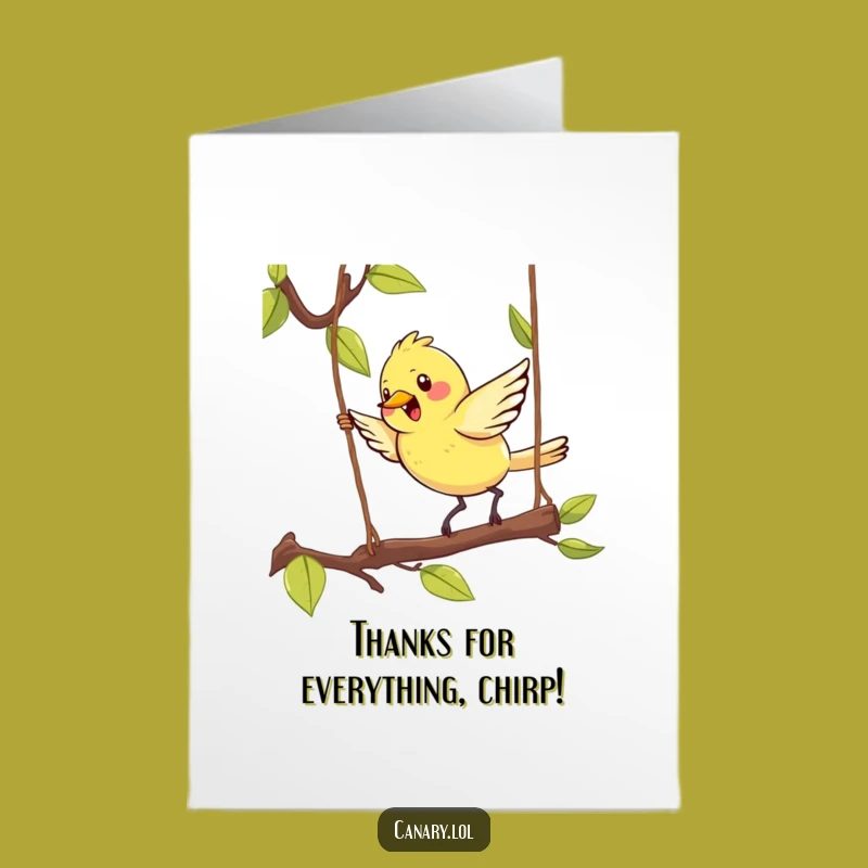 Free Printable Thank You Card: Kawaii Canary Hops a Thank You Tune