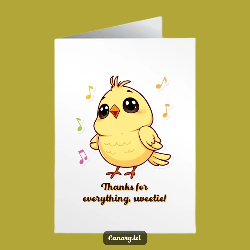 Free Printable Canary Thank You: Cheerful Song Downloadable Gift