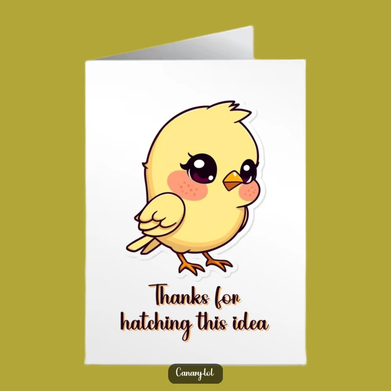 Free Printable Thank You Card: Kawaii Canary Ponders Your Kindness