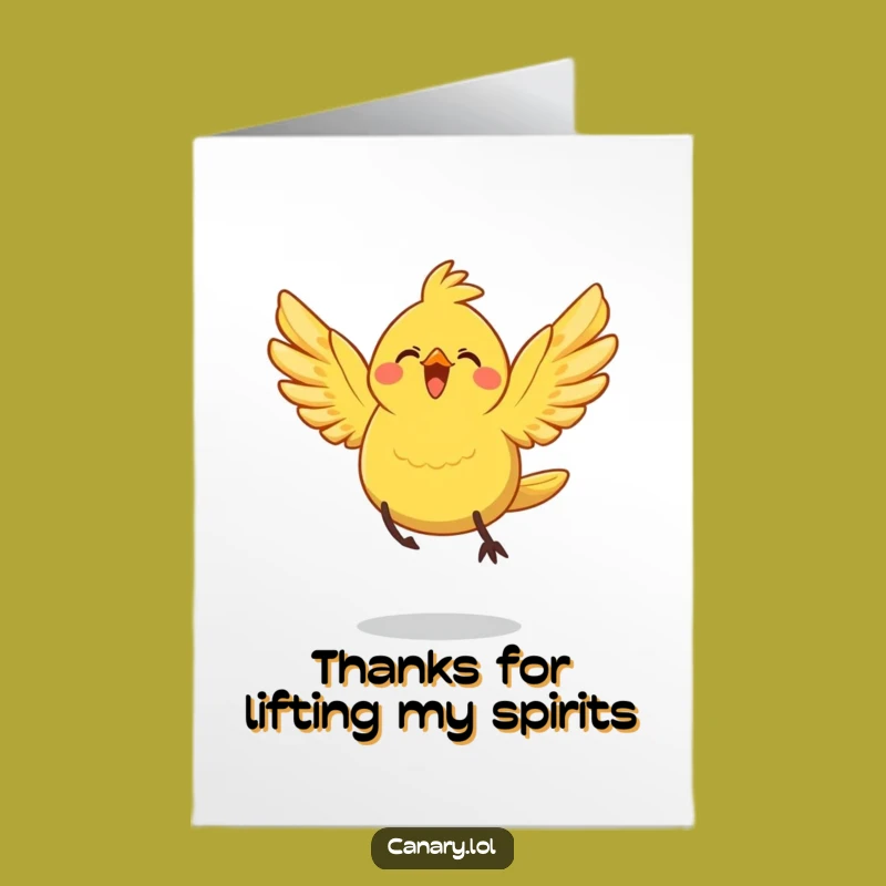 Expressive Free Printable Thank You Card: Canary's Joyful Leap of Gratitude