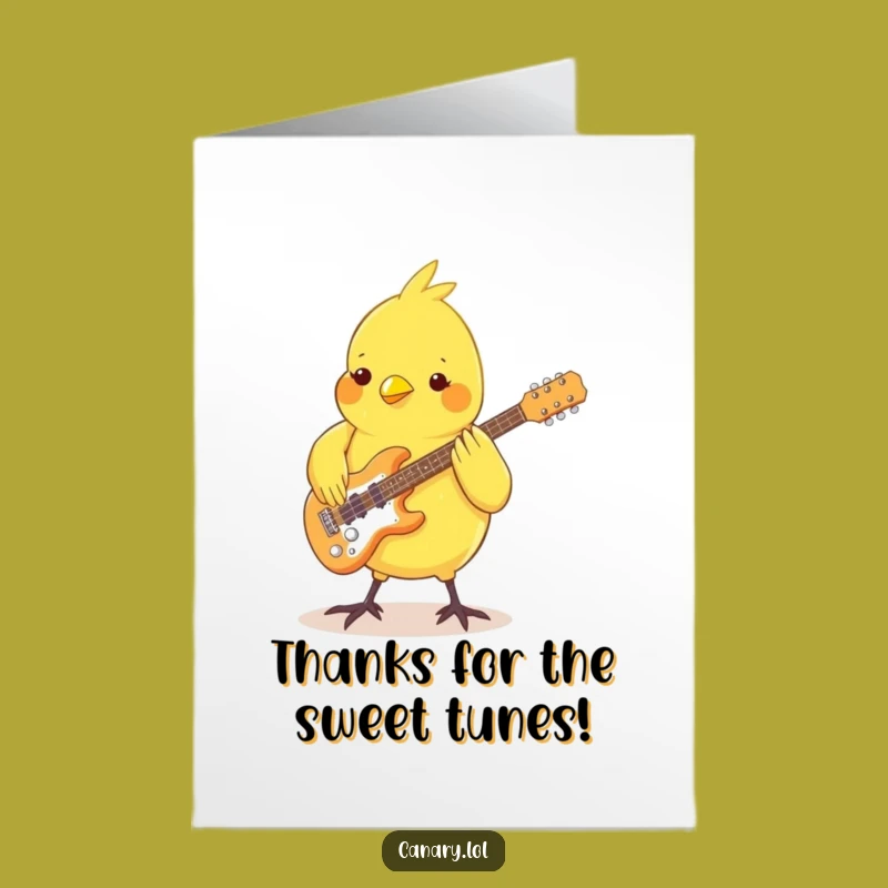Free Printable Thank You Card: Groovy Canary Musician Instant Download Gift of Gratitude