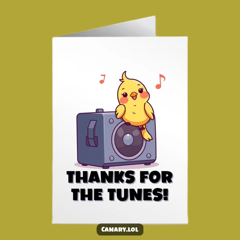 Free Printable Thank You Card: Groovy Canary Thanks - Downloadable Musical Note