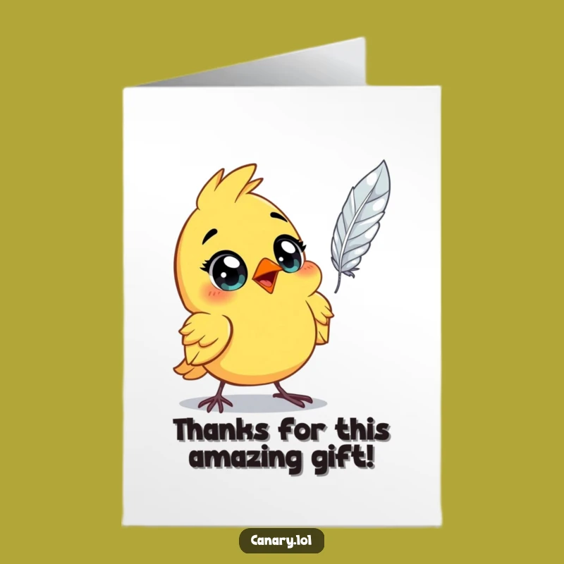 Free Printable Thank You Card: Astonished Canary Floating Feather Funny Gift