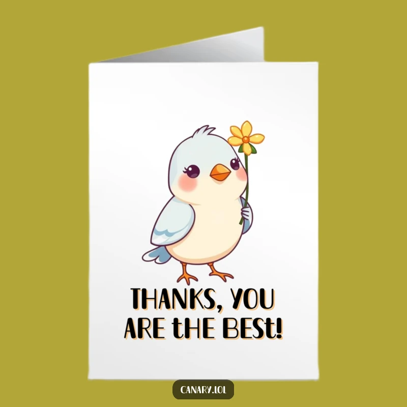 Free Printable Thank You Card: Birdie Offering Flower Instant Download Grateful Gift