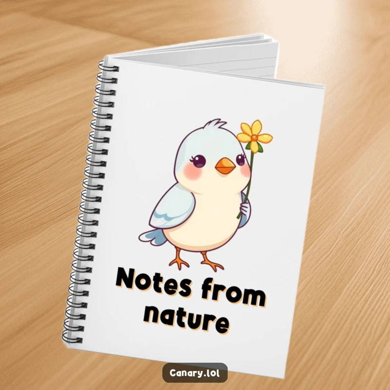 Funny Bird Notebook: A cute bird holding a flower, perfect for writing notes, thoughts, or drawing with a touch of sweetness.