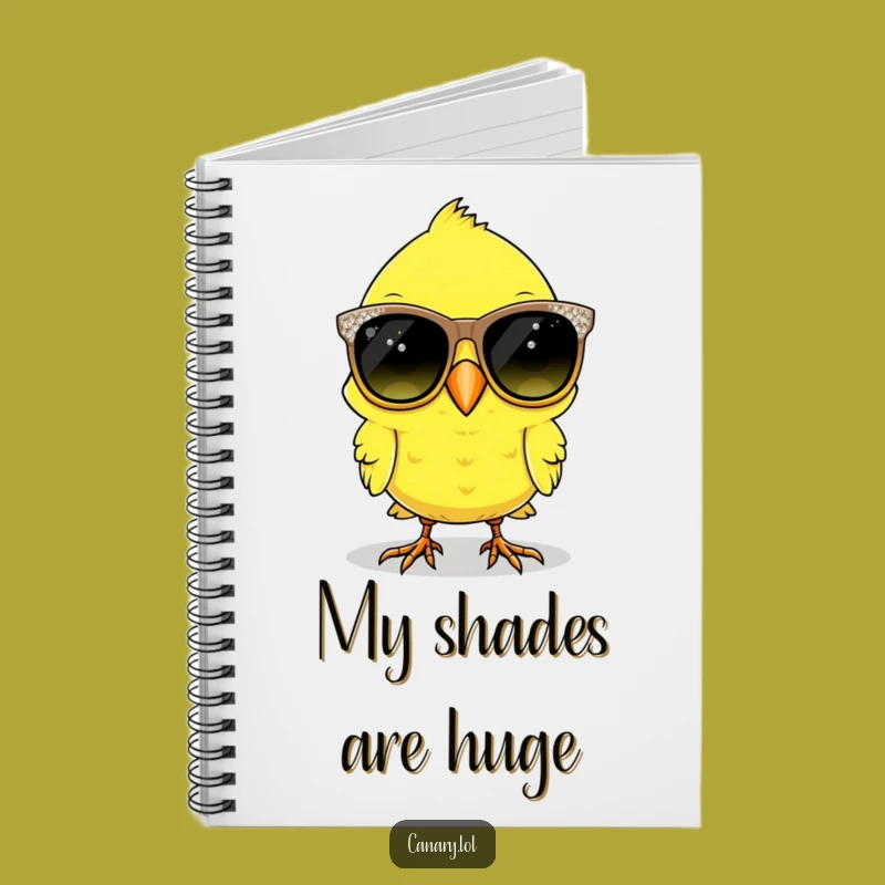 Funny Canary Bird Notebook - Sparkly Sunglasses Journal for Ideas