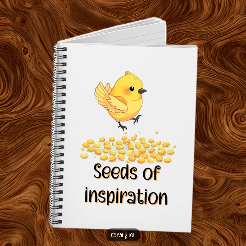 Funny Canary Bird Notebook: A canary bird dives into golden seeds, inspiring joyful notes and humorous entries.