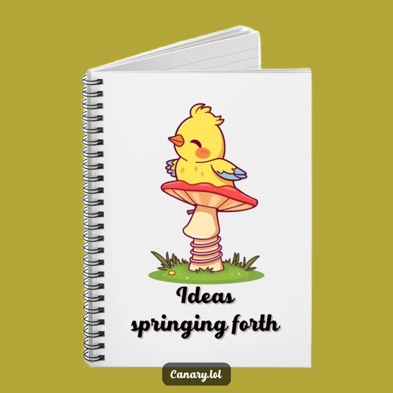 Funny Canary Bounce Notebook - Whimsical Mushroom Journal
