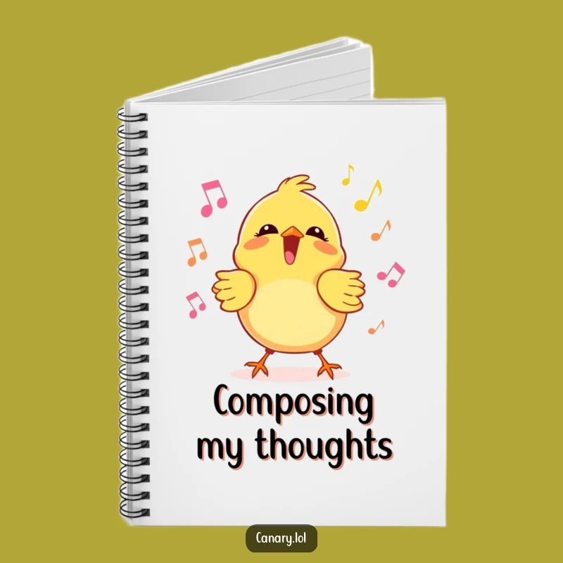 Funny Kawaii Canary Notebook, Joyful Singer Design, Hilarious Journal for Melodies
