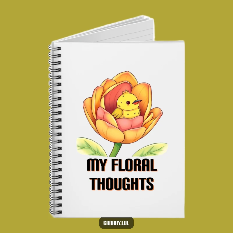 Funny Peek-a-Boo Canary Notebook: Floral Bird Journal Gift