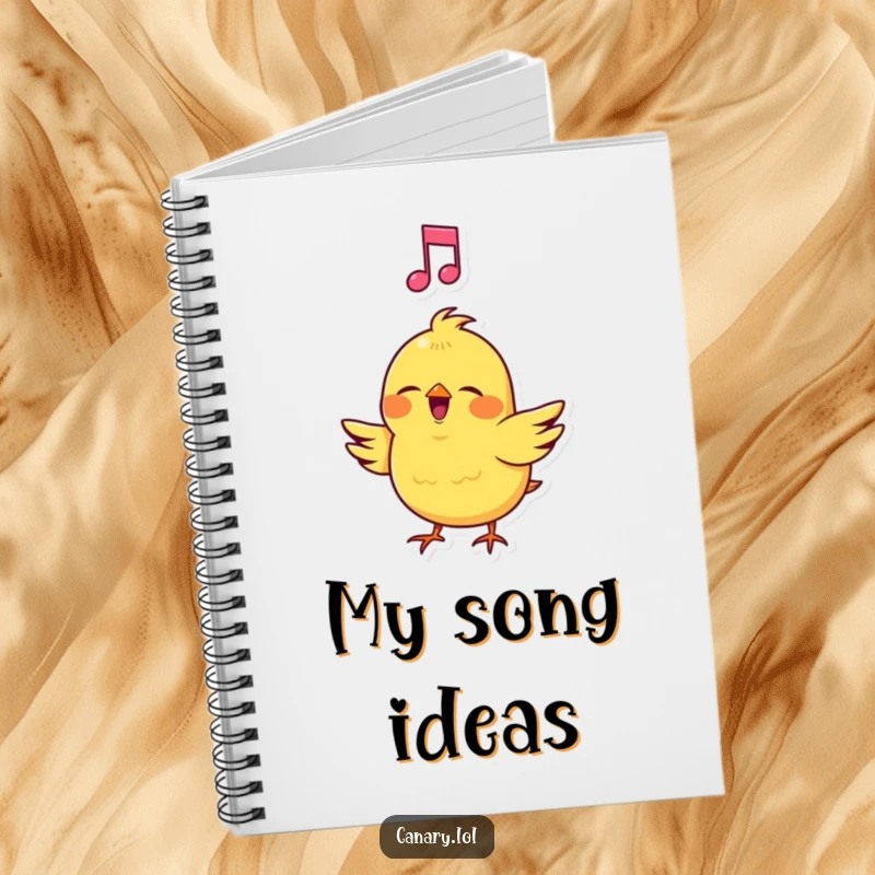 Funny Canary Notebook: Journal with a cheerful bird singing loudly with a musical note, great for songwriting and notes.