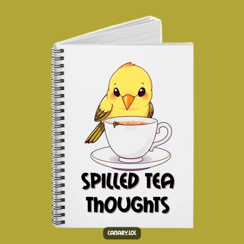 Funny Canary Bird Teacup Notebook - Cute Funny Gift for Elegant Notes