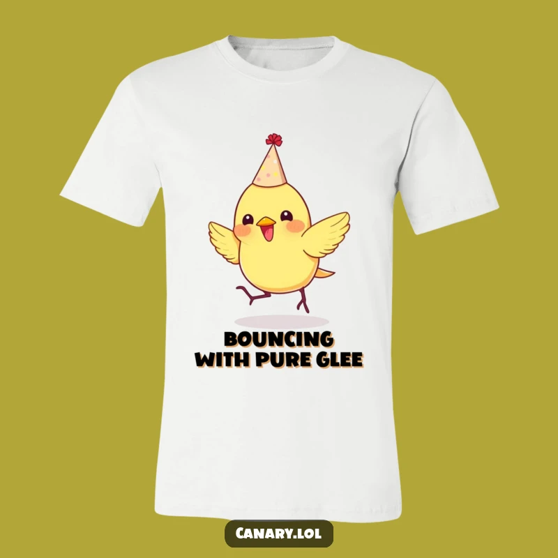 Funny Party Canary T-Shirt: Bouncing Enthusiastic Bird Tee