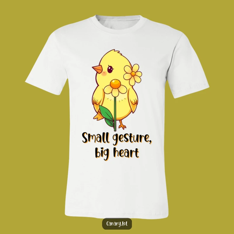 Funny Shy Canary Flower T-Shirt: Wear Your Heart, Cute Bird Tee, Best Funny Gift
