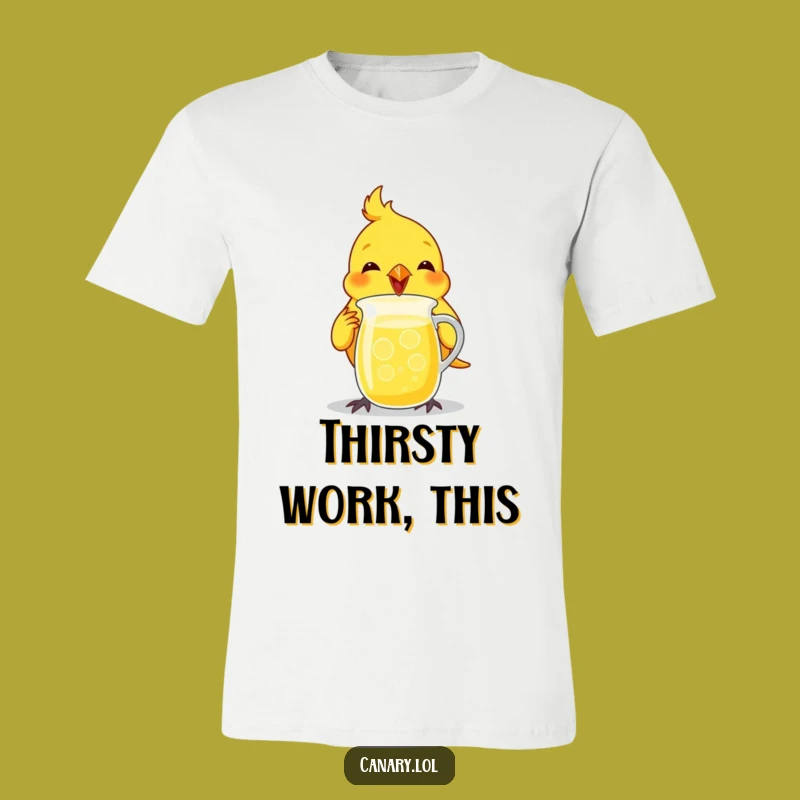 Funny Canary Lemonade T-Shirt - Enthusiastic Bird Sipping Tee